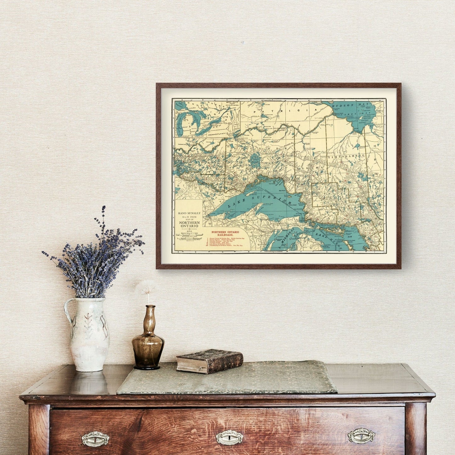 Vintage Map of Ontario, Canada, 1924