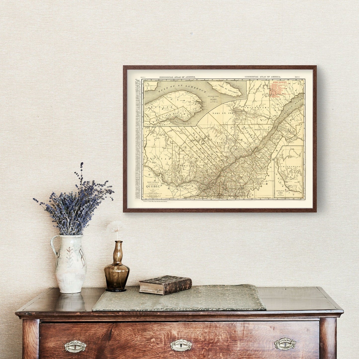 Vintage Map of Quebec, Canada, 1924