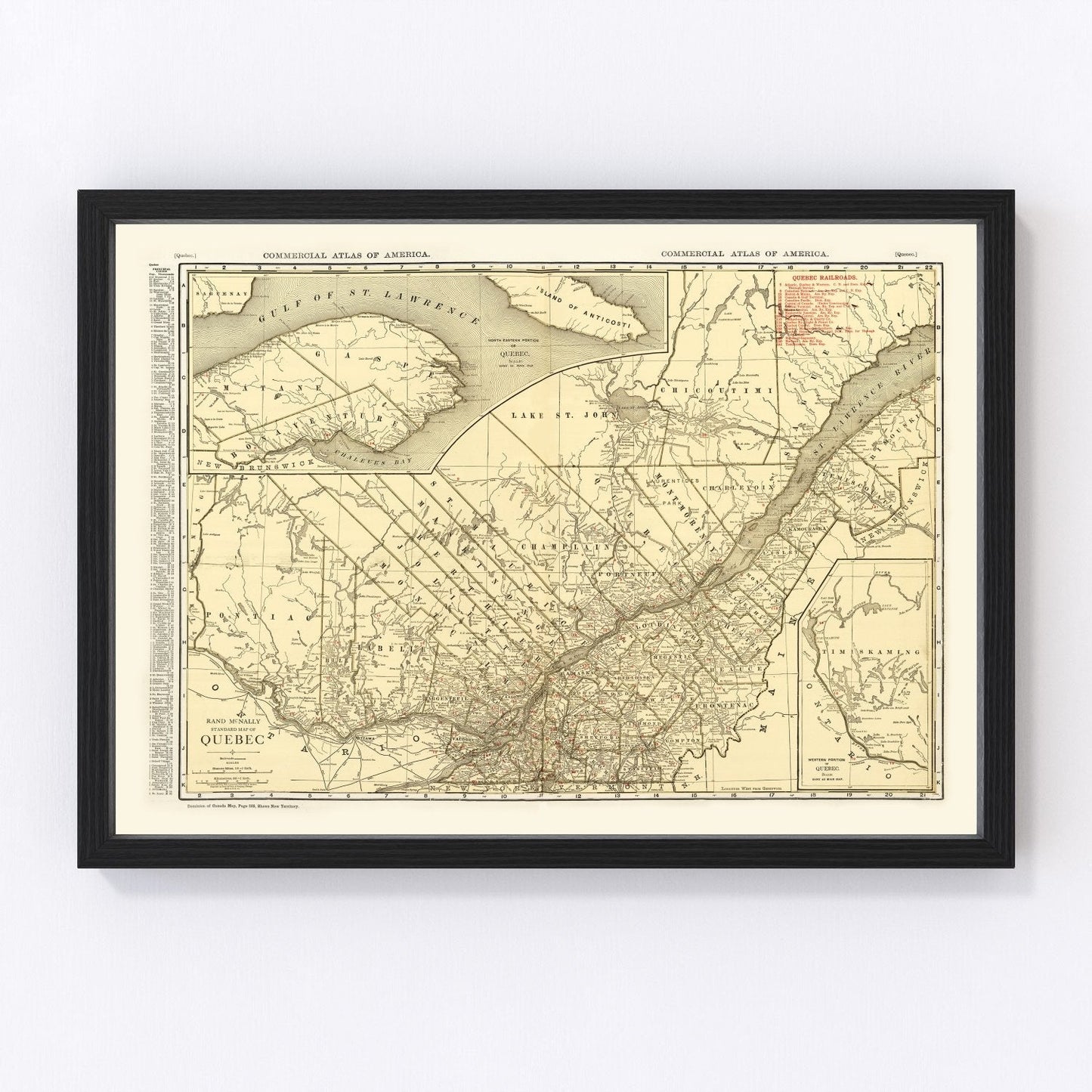 vintage map of Quebec, Canada, 1924