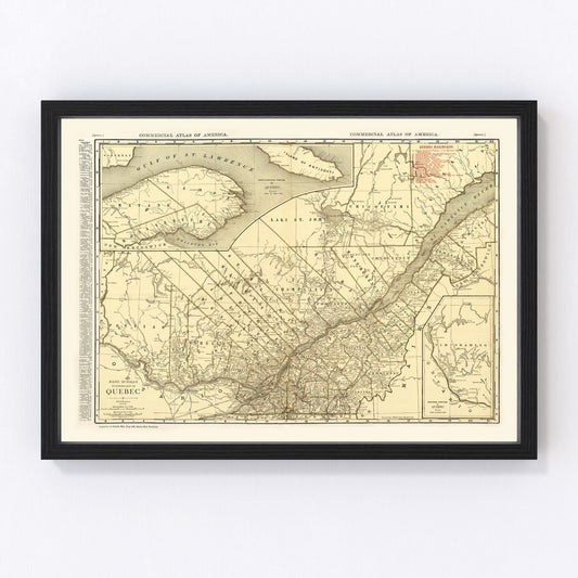 vintage map of Quebec, Canada, 1924