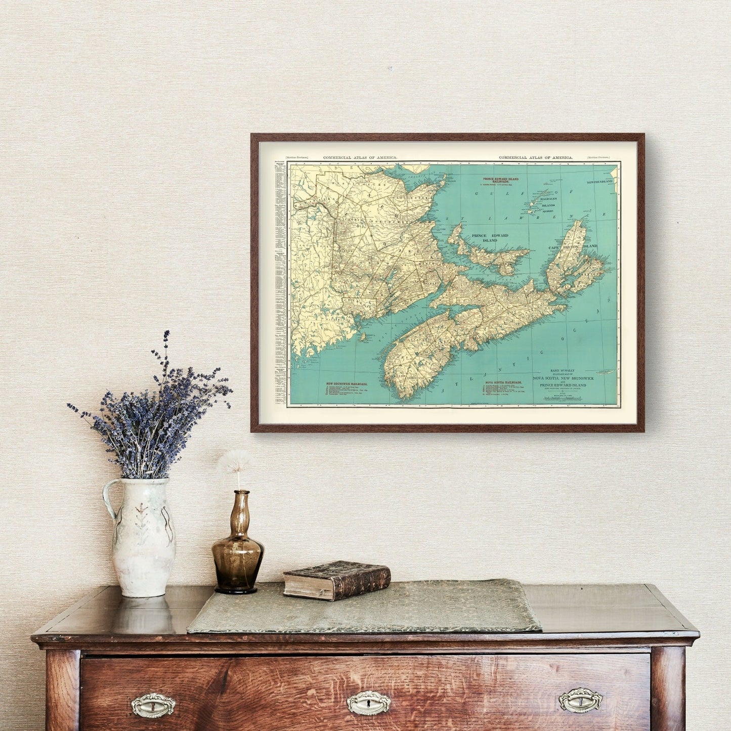 Vintage Map of Nova Scotia, Canada, 1924