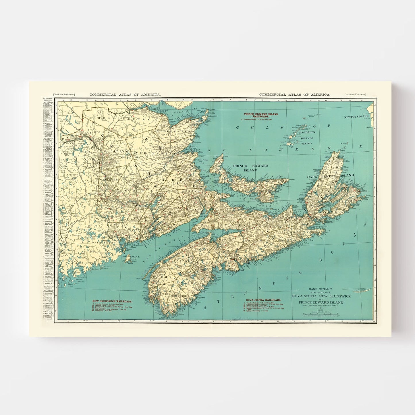 Vintage Map of Nova Scotia, Canada, 1924