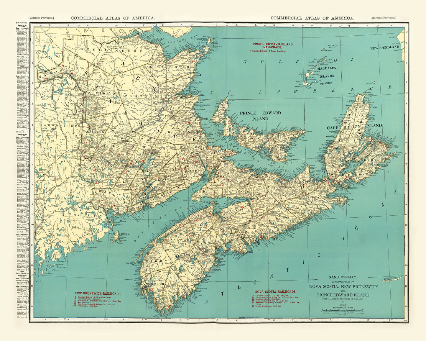 Vintage Map of Nova Scotia, Canada, 1924