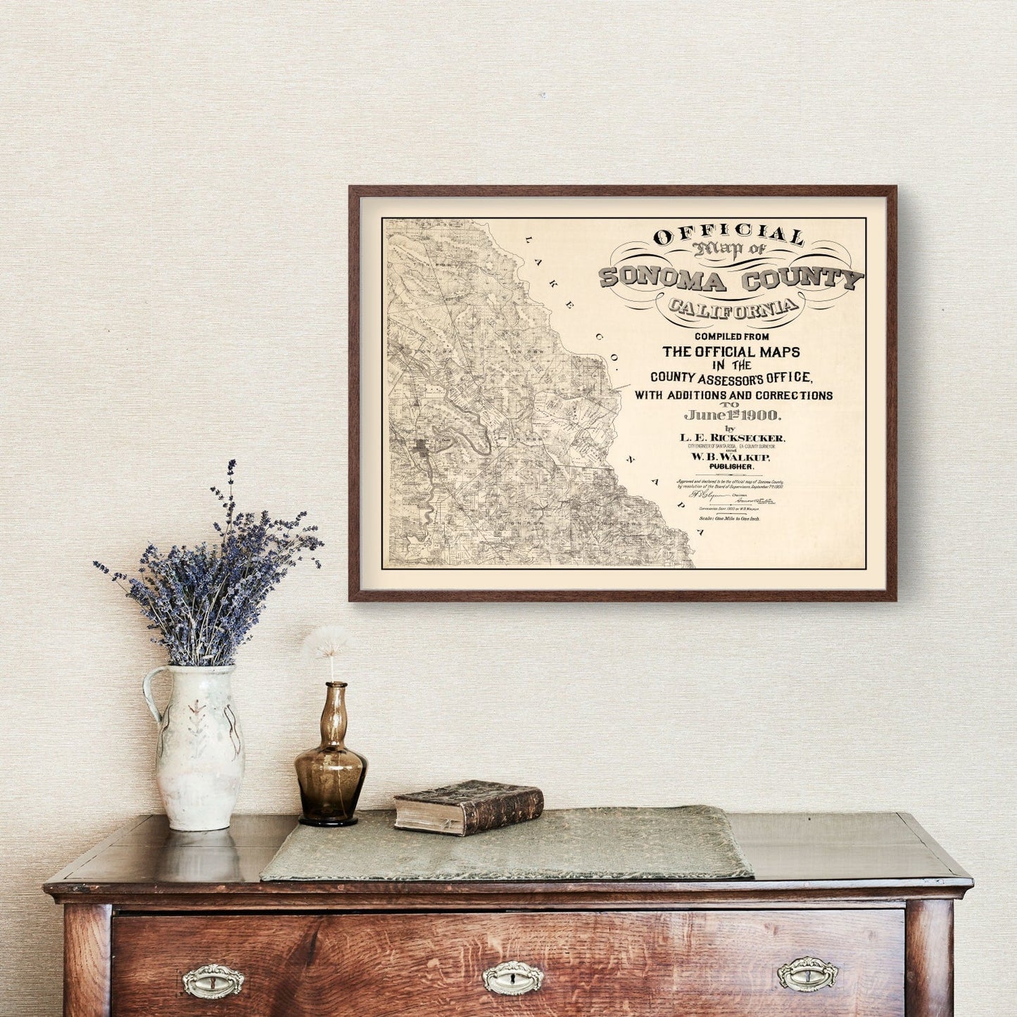 Vintage Map of Sonoma County, California, 1900