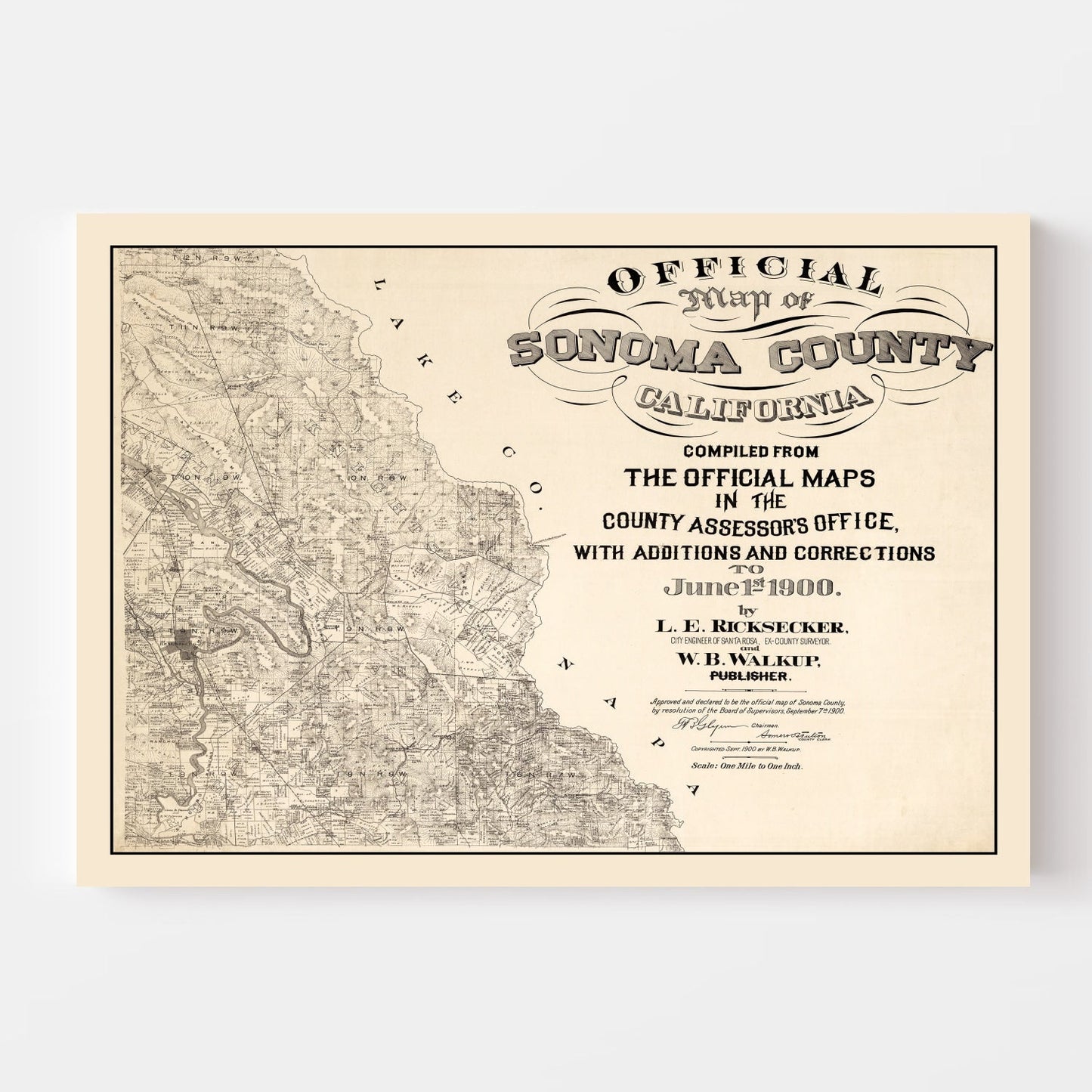 Vintage Map of Sonoma County, California, 1900