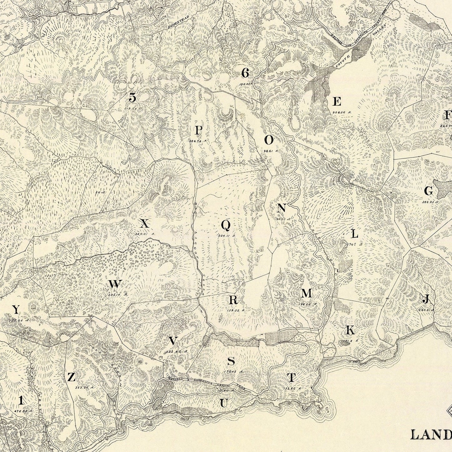 Vintage Map of Mount Tamalpais, California, 1892
