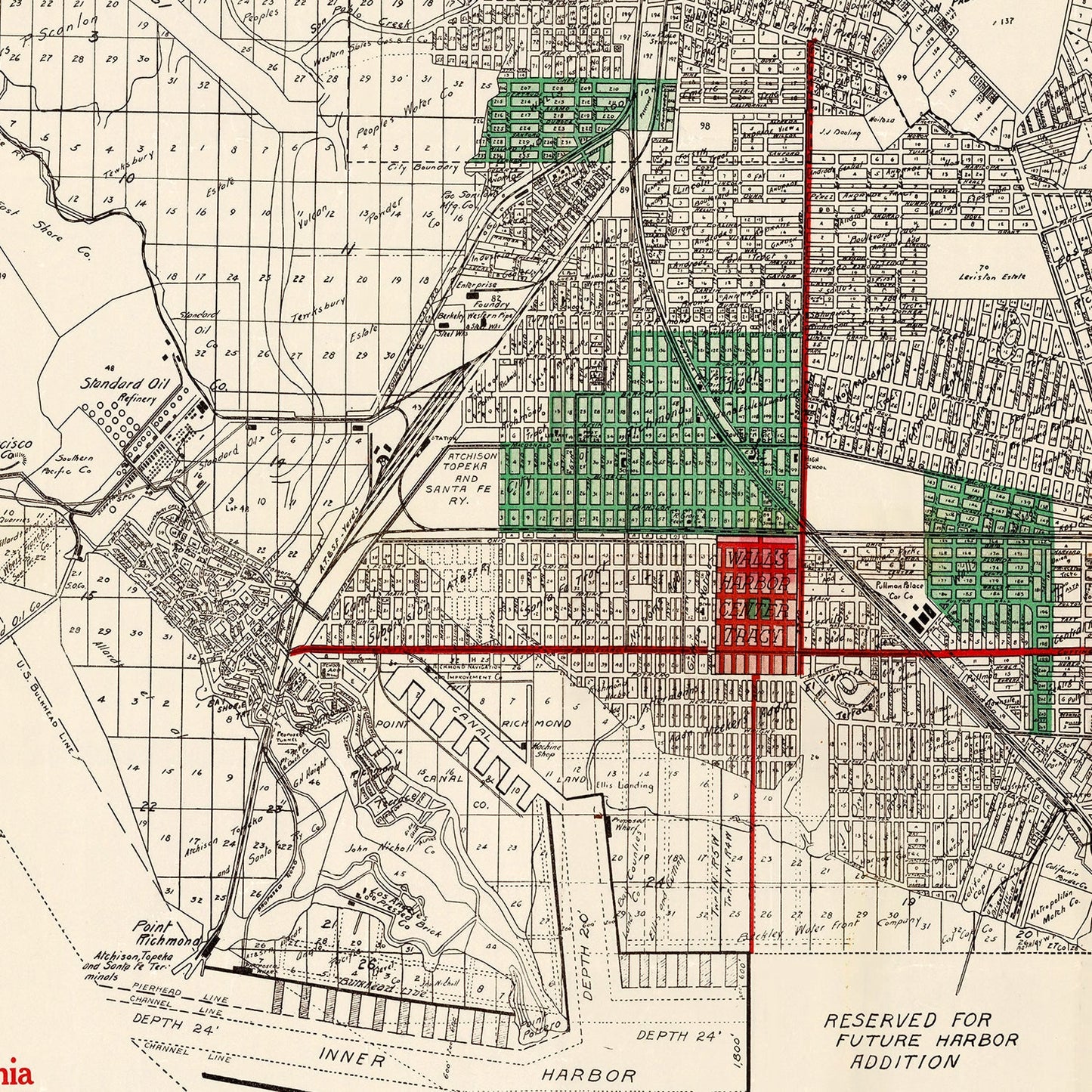 Vintage Map of Richmond, California, 1910