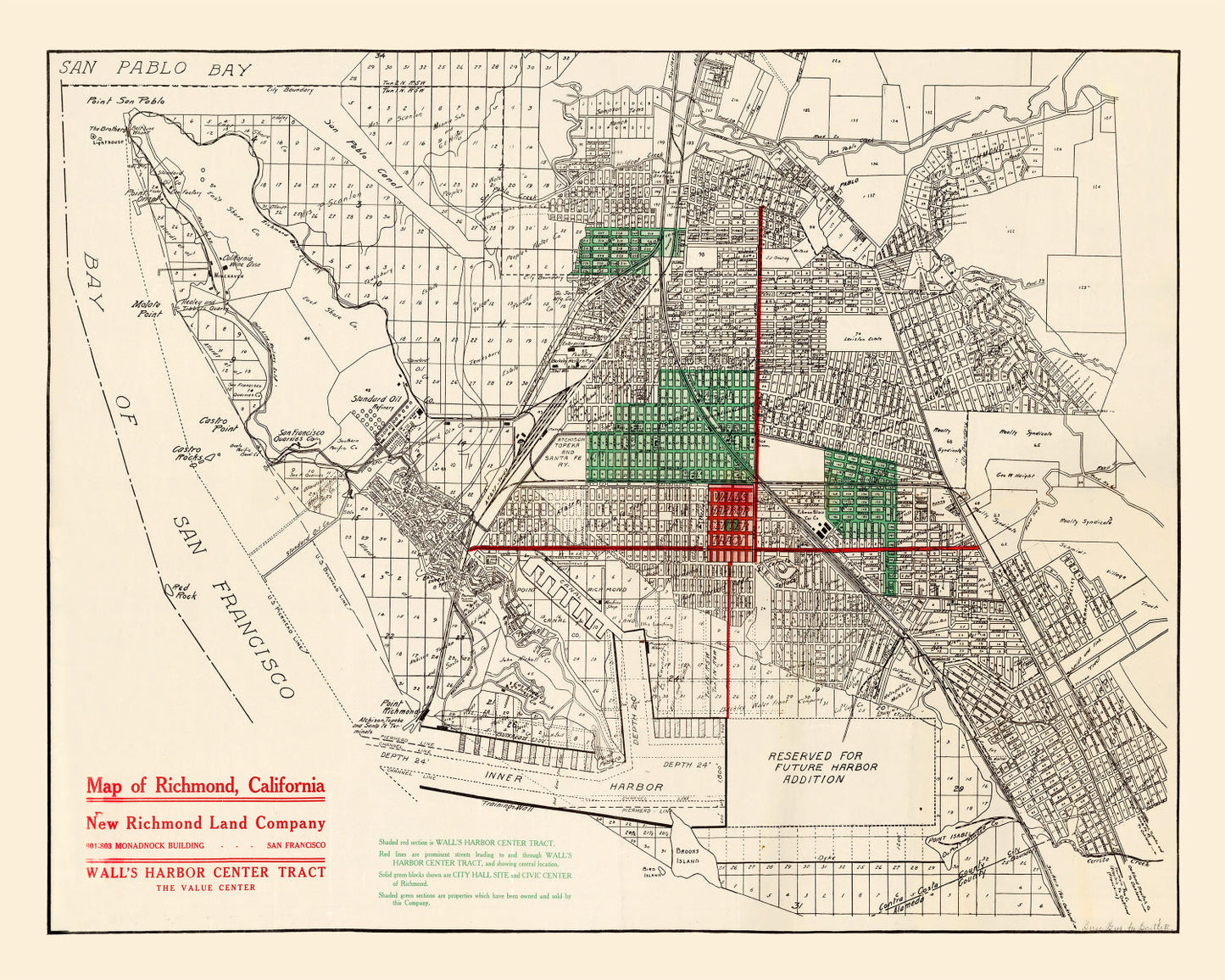 Vintage Map of Richmond, California, 1910