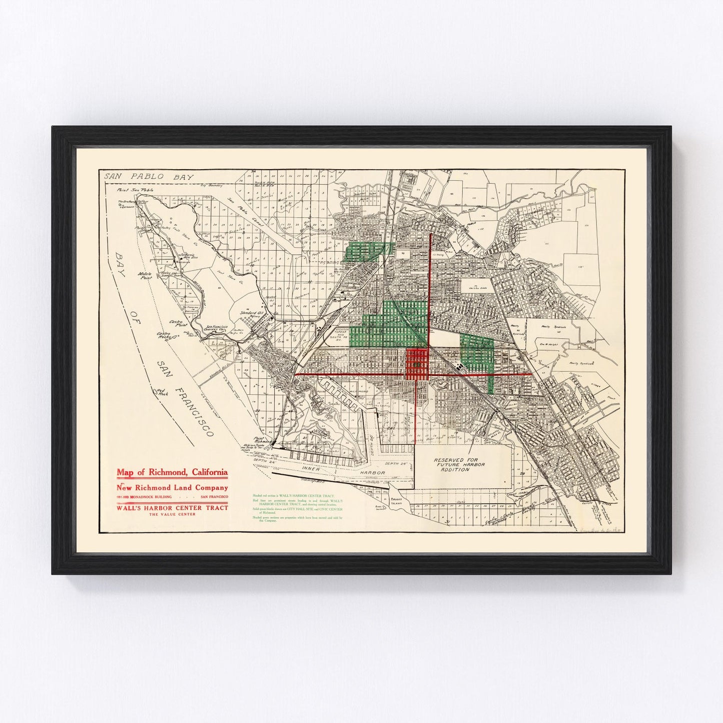Vintage map of Richmond, California, 1910