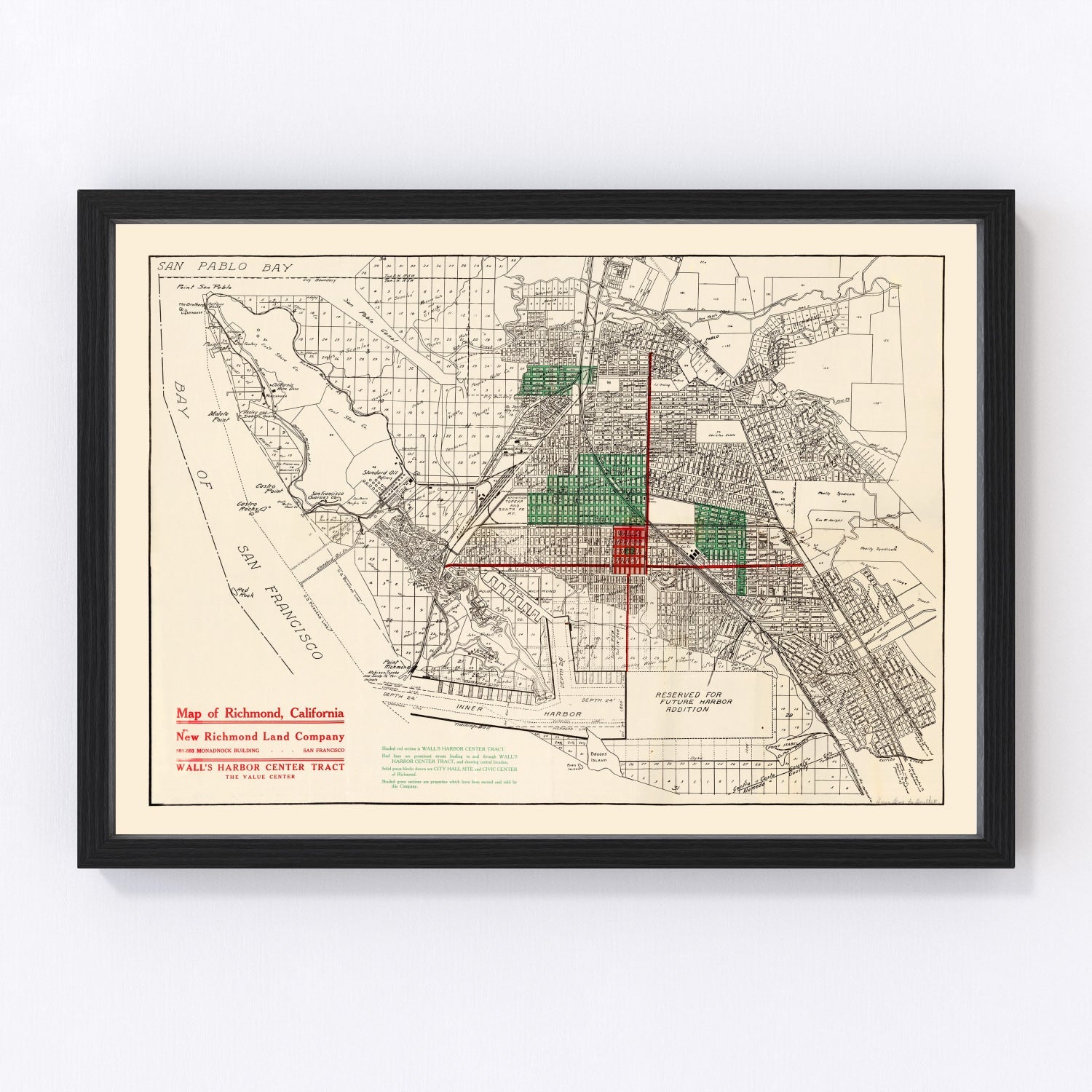 Vintage map of Richmond, California, 1910