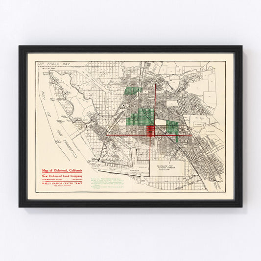 Vintage map of Richmond, California, 1910
