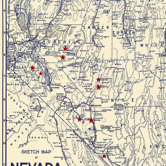 Vintage Map of Nevada, 1906