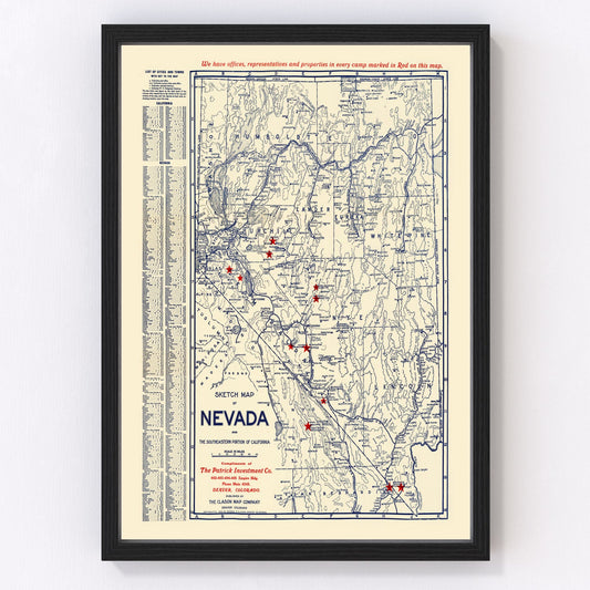 Vintage map of Nevada, 1906