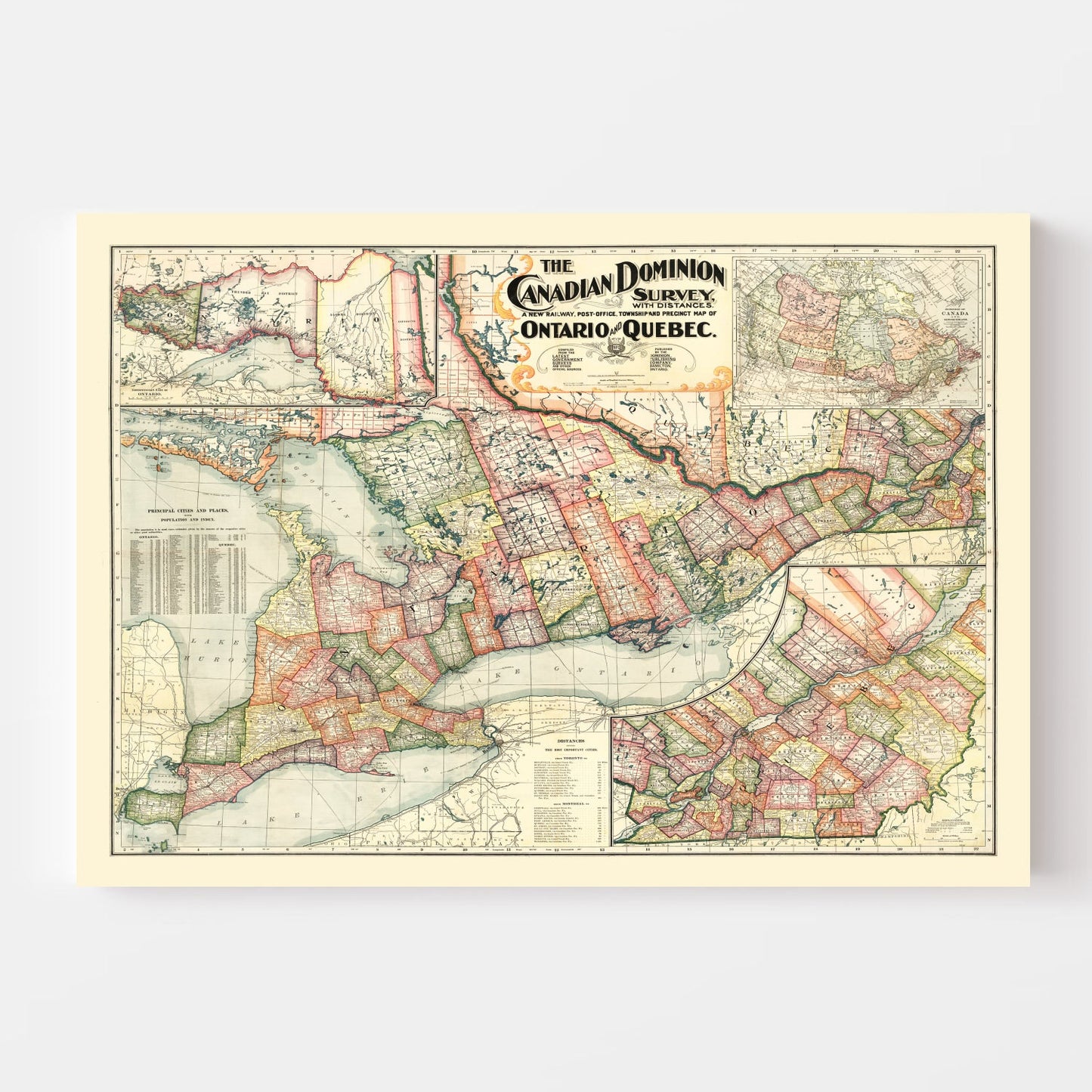 Vintage Map of Ontario, Canada, 1899
