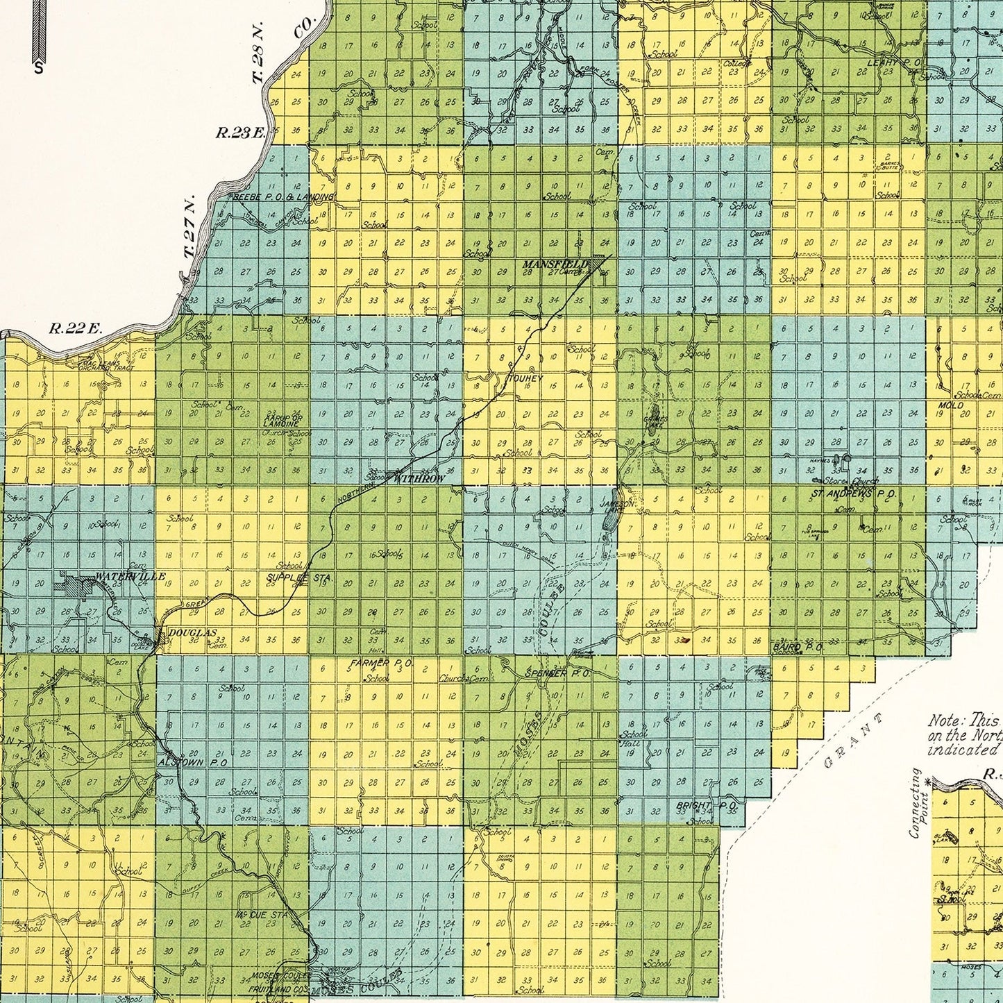 Vintage Map of Douglas County, Washington, 1915