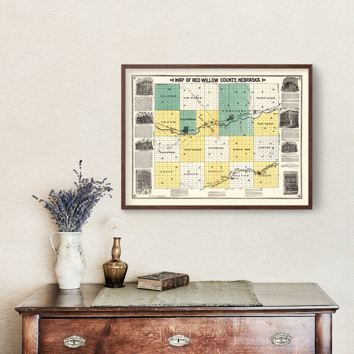 Vintage Map of Red Willow County, Nebraska, 1890