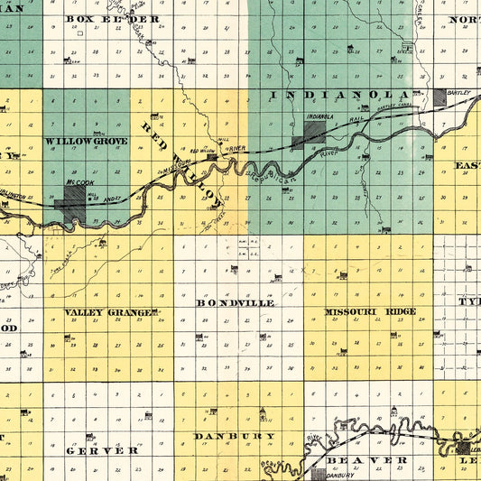 Vintage Map of Red Willow County, Nebraska, 1890