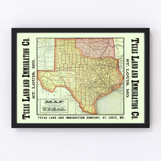 vintage map of a Texas county, 1876