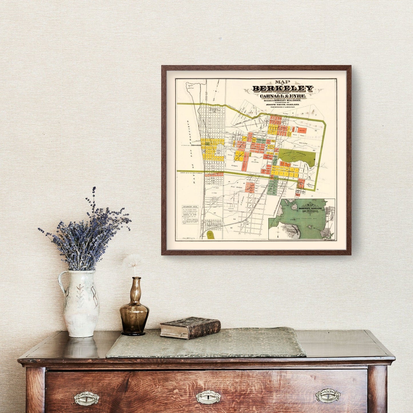 Vintage Map of Berkeley, California, 1880