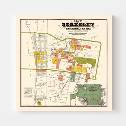 Vintage Map of Berkeley, California, 1880