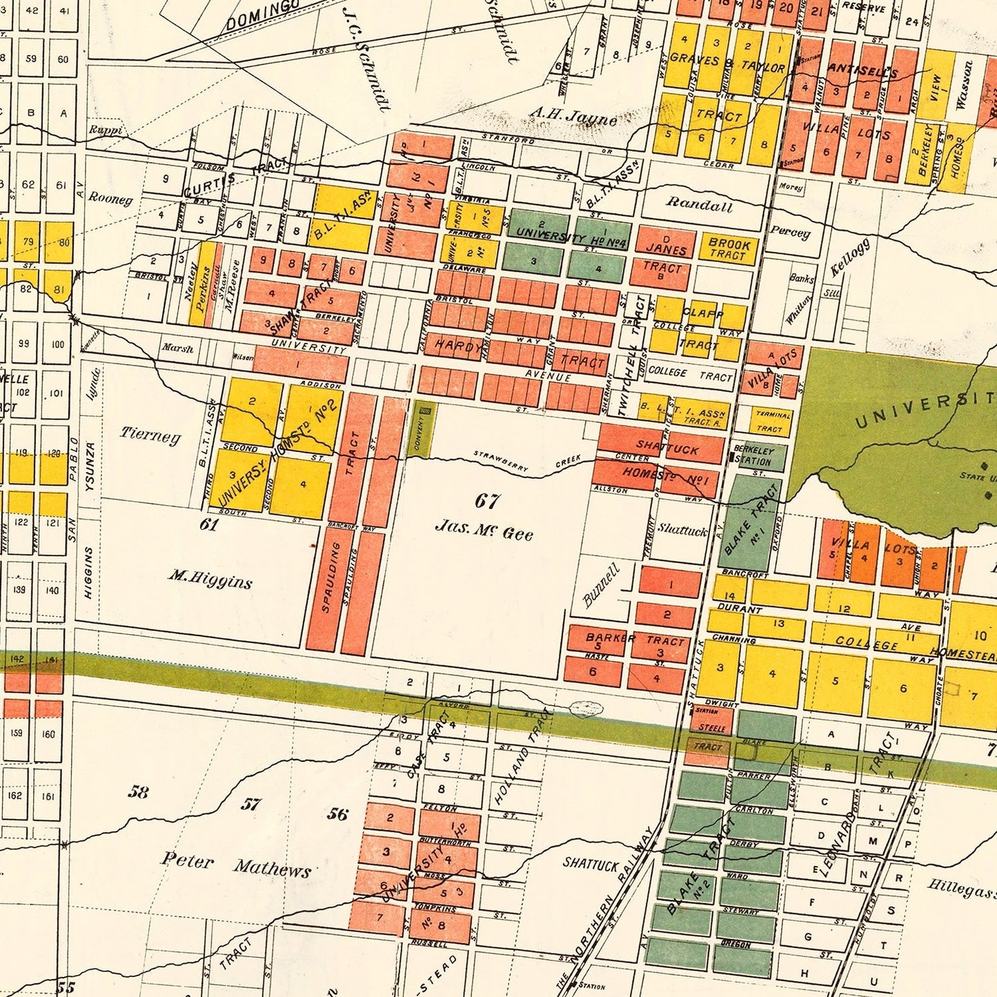 Vintage Map of Berkeley, California, 1880