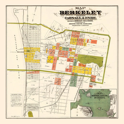 Vintage Map of Berkeley, California, 1880