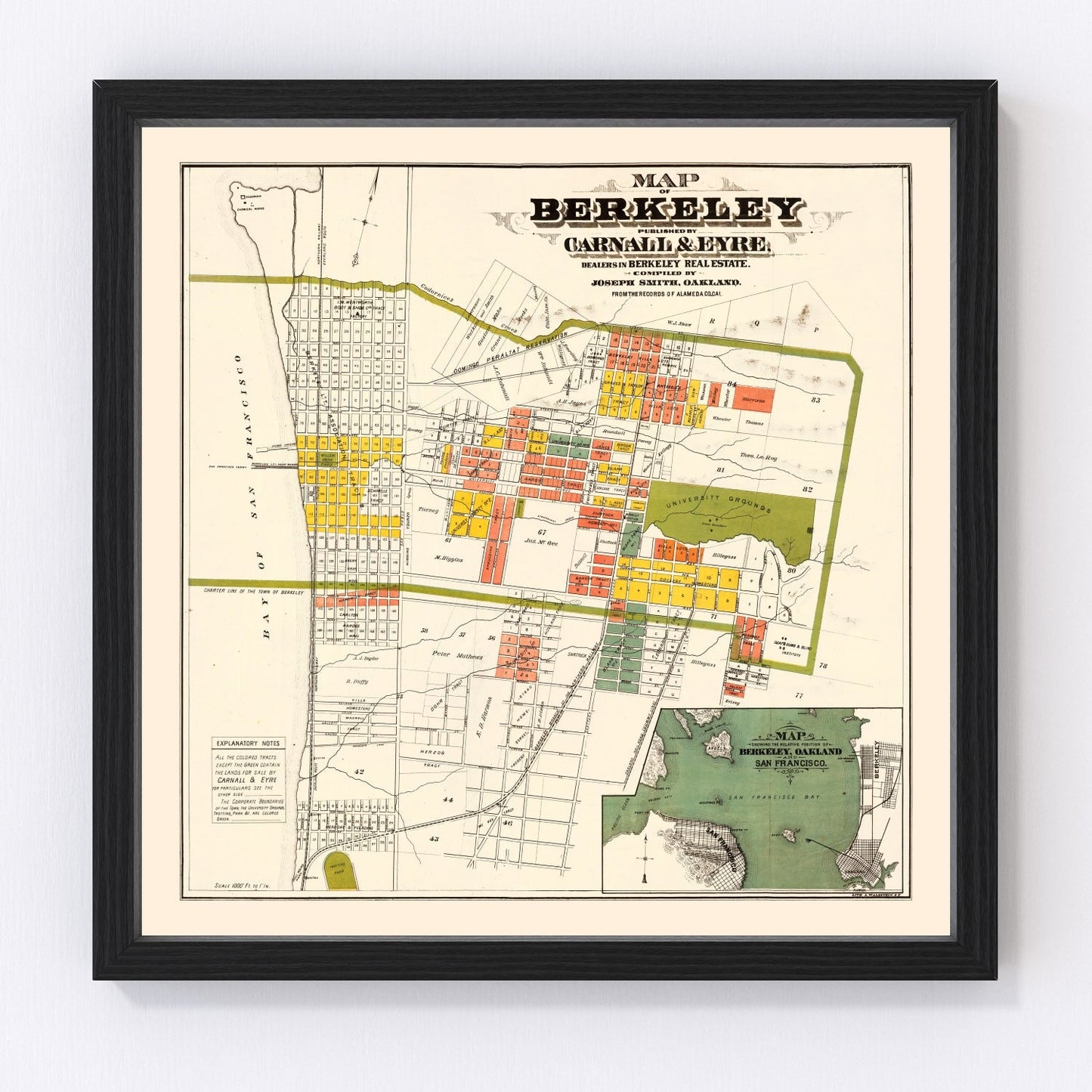 Vintage map of Berkeley, California, 1880