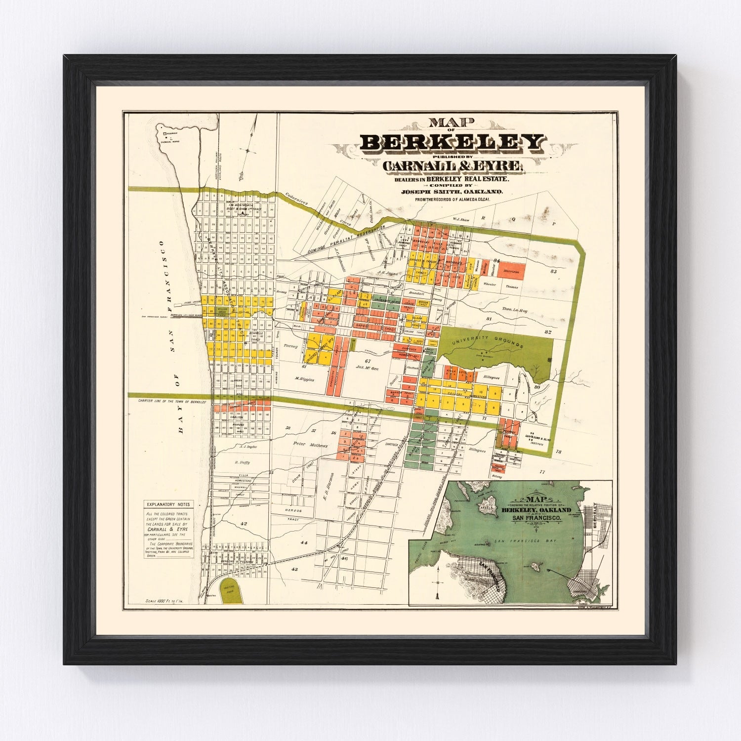 Vintage map of Berkeley, California, 1880