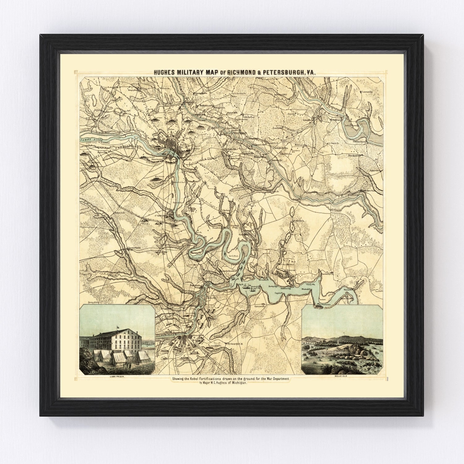 vintage map of Richmond and Petersburg, Virginia, 1864