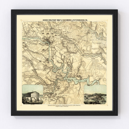 vintage map of Richmond and Petersburg, Virginia, 1864