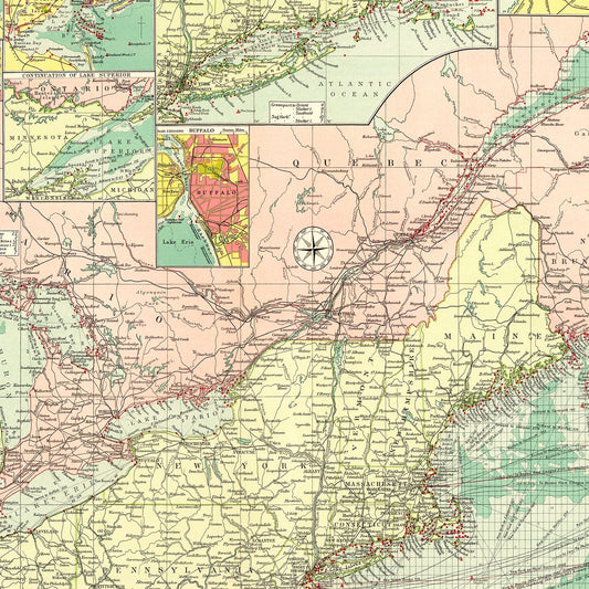 Vintage Map of American Atlantic Ports, 1922