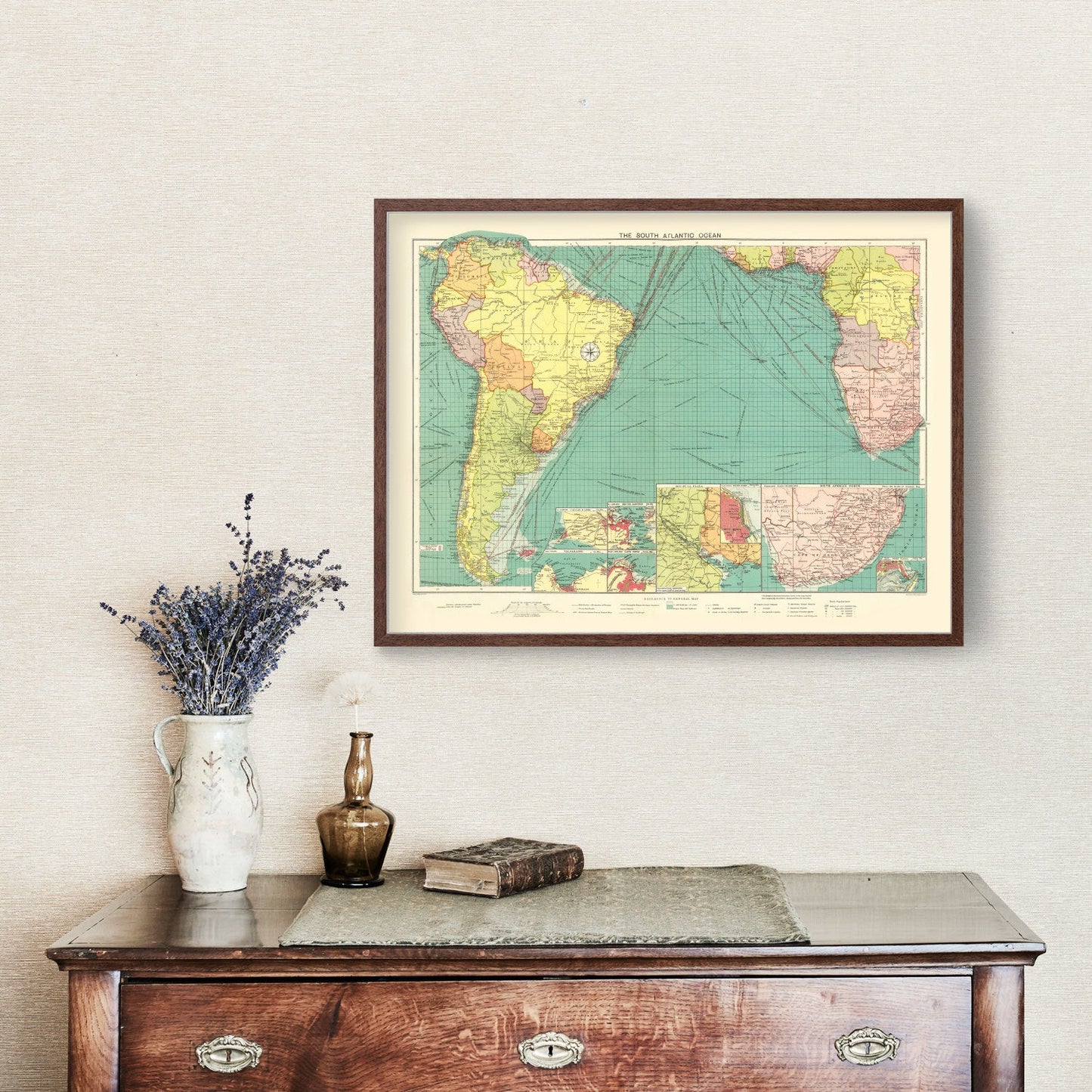 Vintage Map of the South Atlantic Ocean, 1922