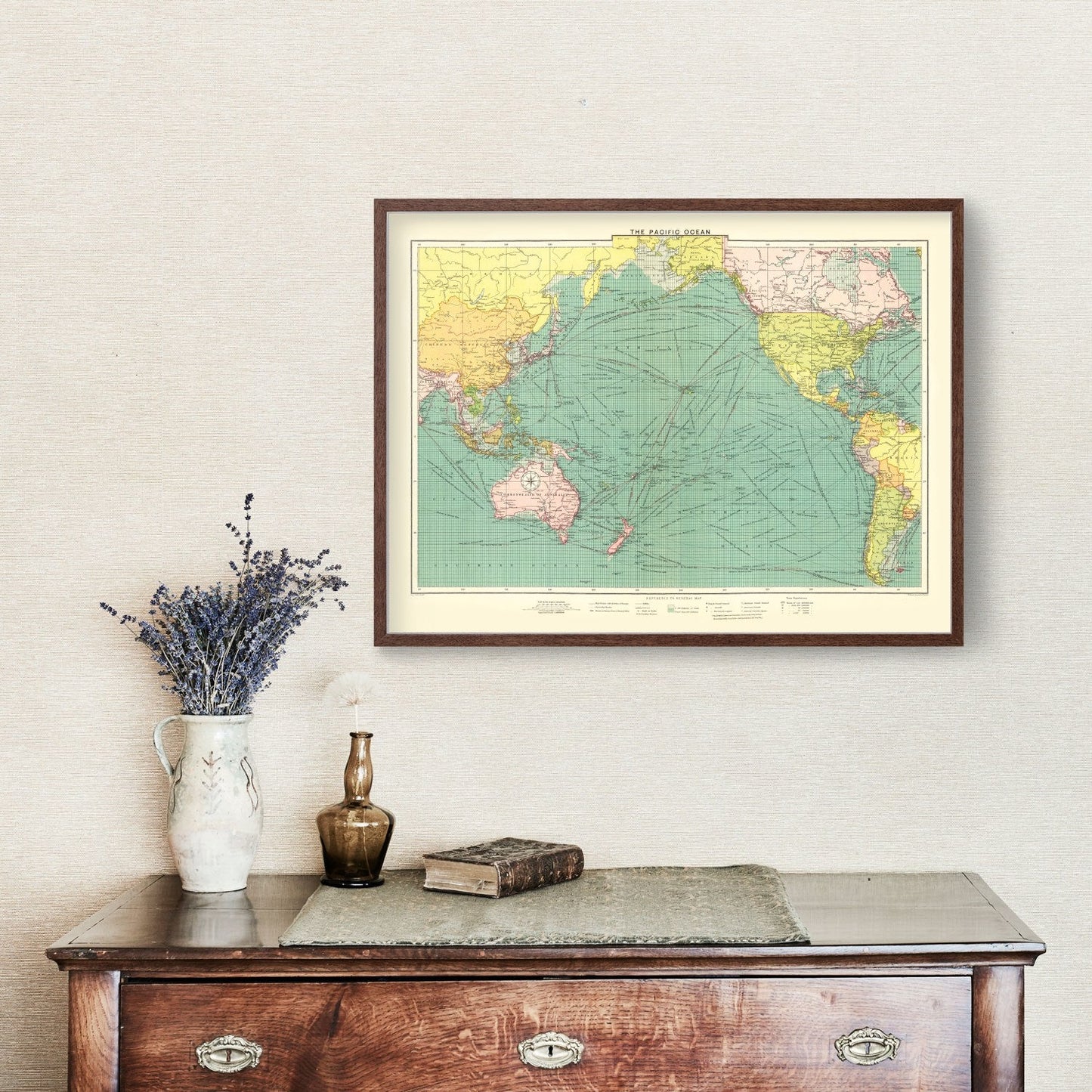 Vintage Map of the Pacific Ocean, 1922