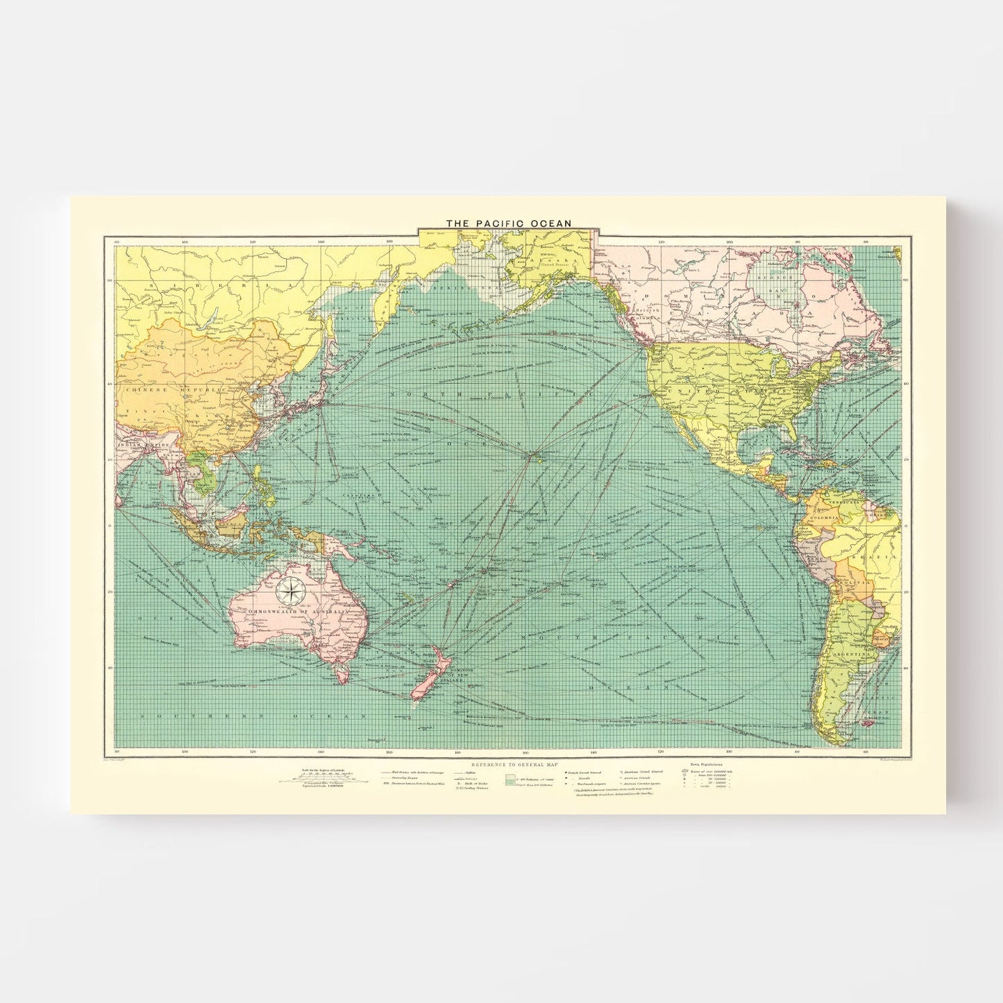 Vintage Map of the Pacific Ocean, 1922