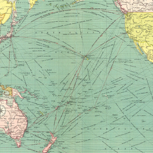 Vintage Map of the Pacific Ocean, 1922