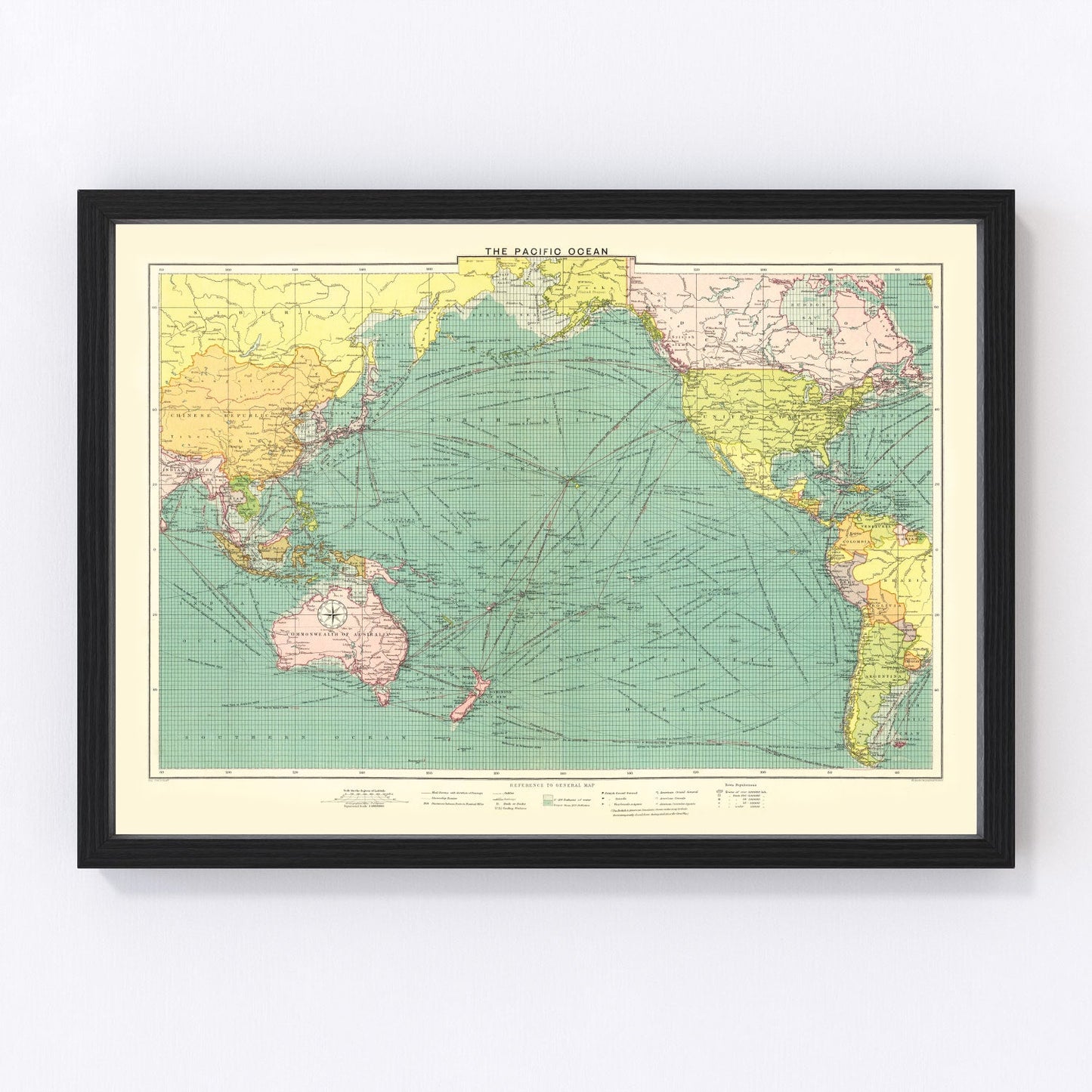 Vintage map of the Pacific Ocean, 1922