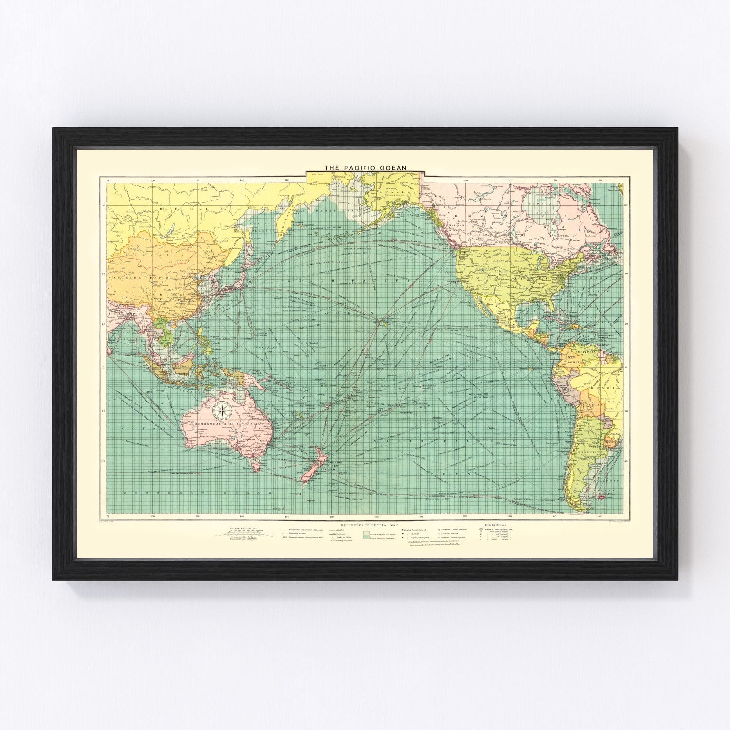 Vintage map of the Pacific Ocean, 1922