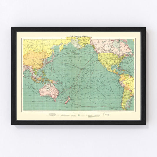 Vintage map of the Pacific Ocean, 1922