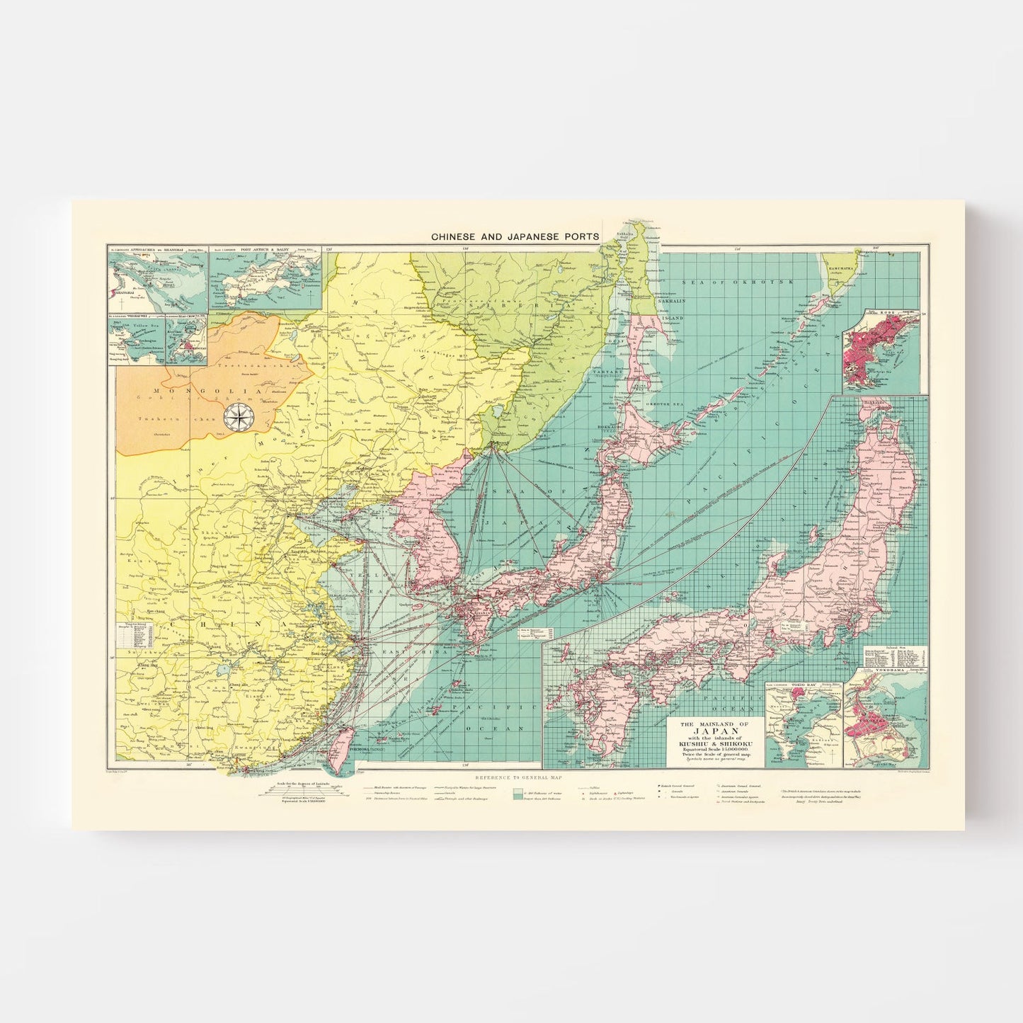 Vintage Map of Chinese and Japanese Ports, 1922