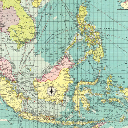 Vintage Map of East Indian Ports, 1922