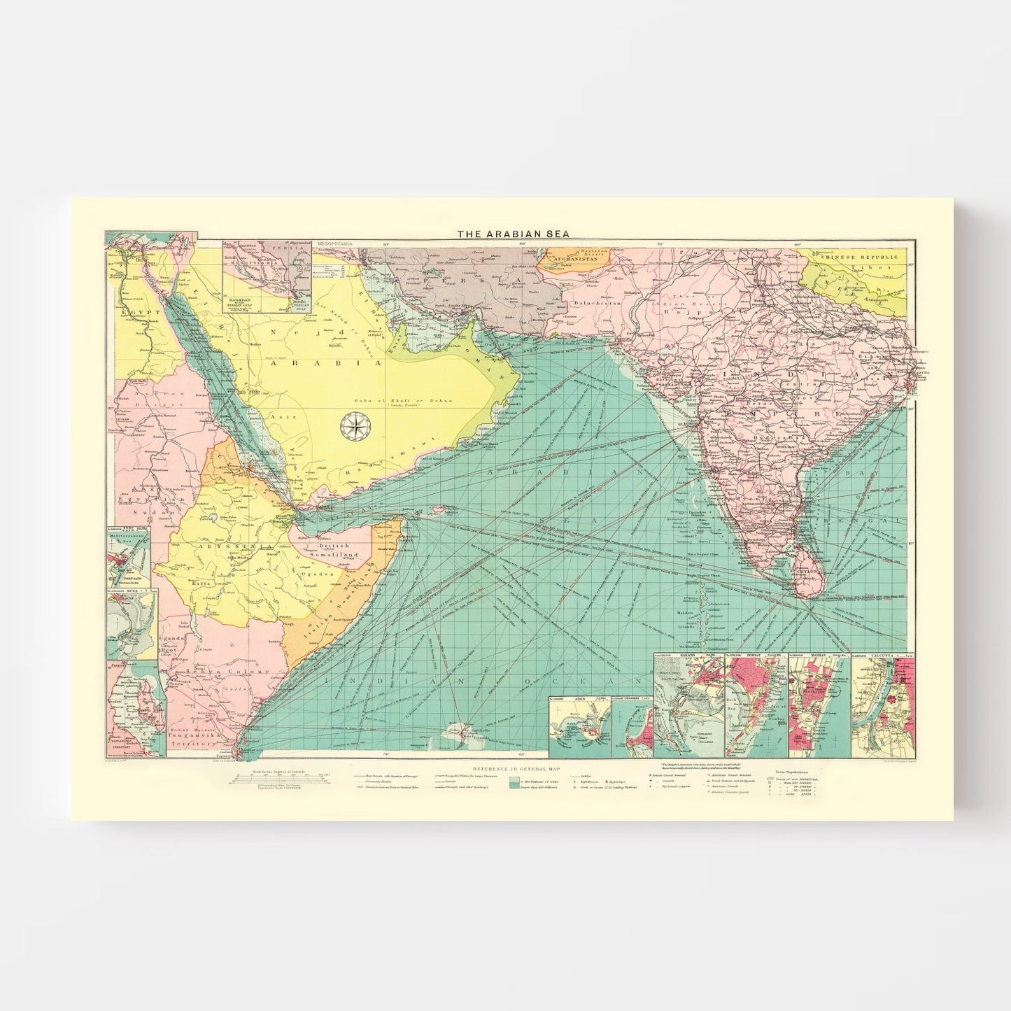 Vintage Map of the Arabian Sea, 1922
