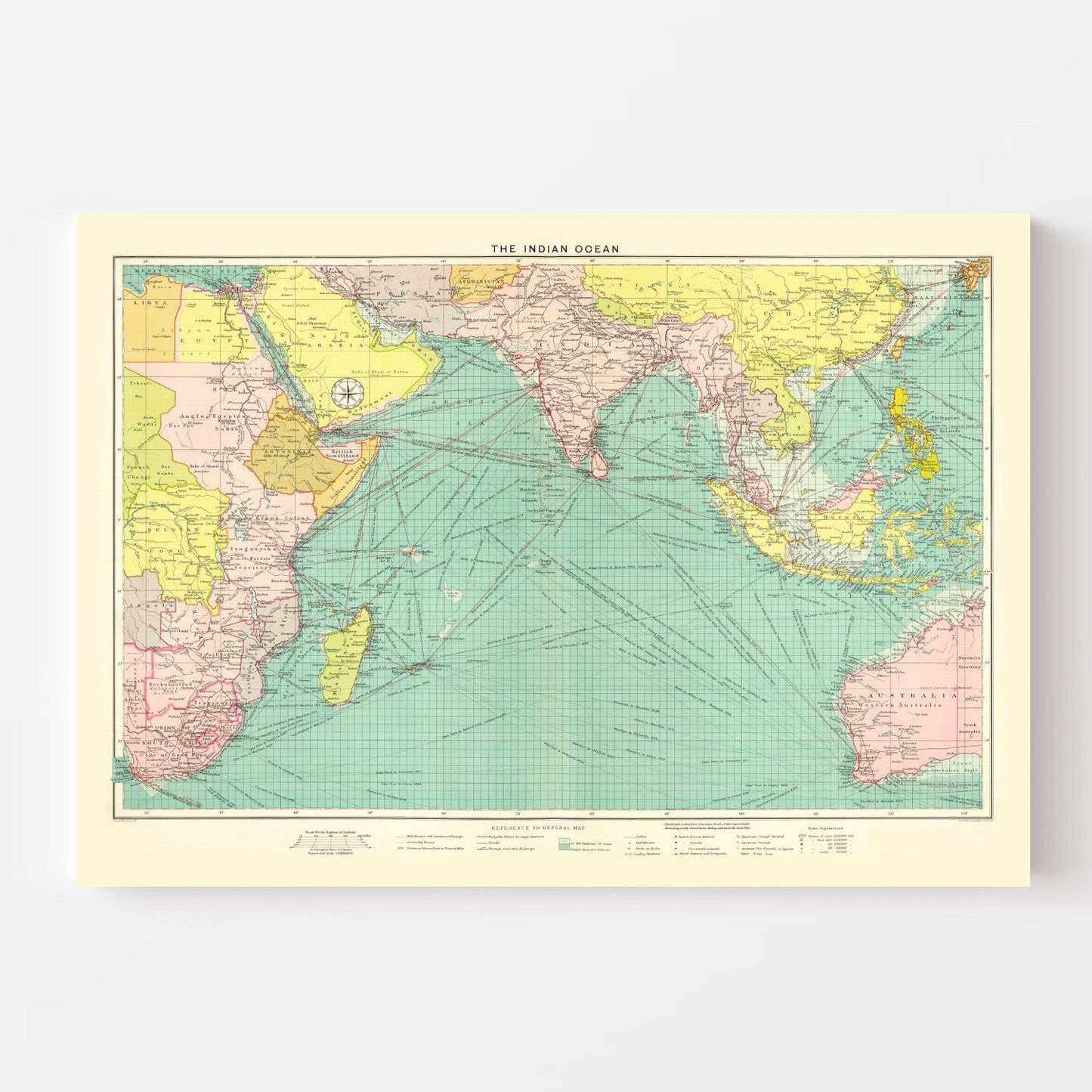 Vintage Map of the Indian Ocean, 1922