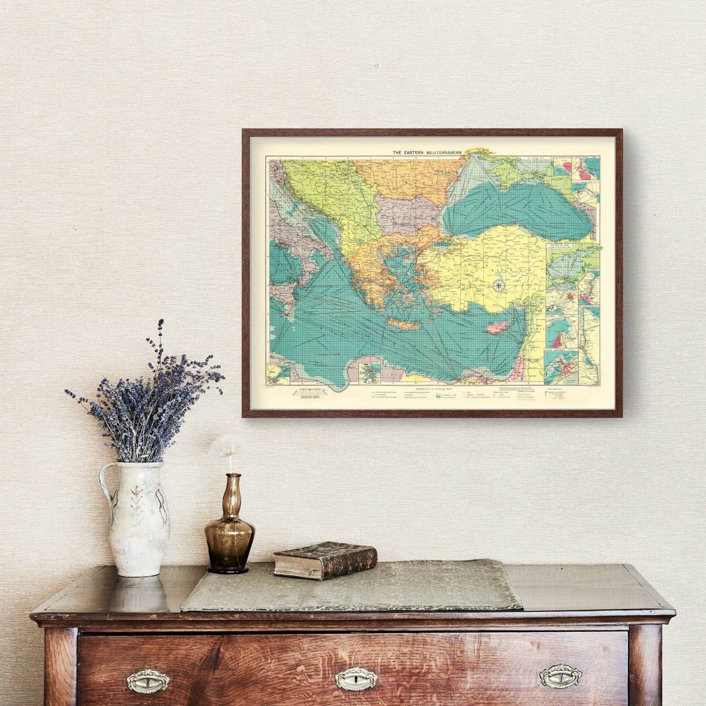 Vintage Map of the Eastern Mediterranean Sea, 1922