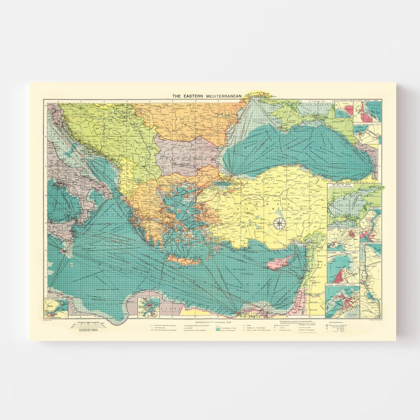 Vintage Map of the Eastern Mediterranean Sea, 1922