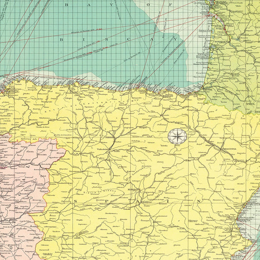 Vintage Map of the Ports of Spain & Portugal, 1922