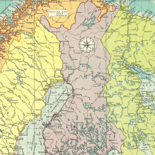 Vintage Map of Northern European Ports, Norway, 1922