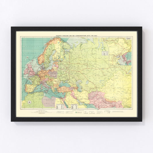 Vintage map of Europe, 1922