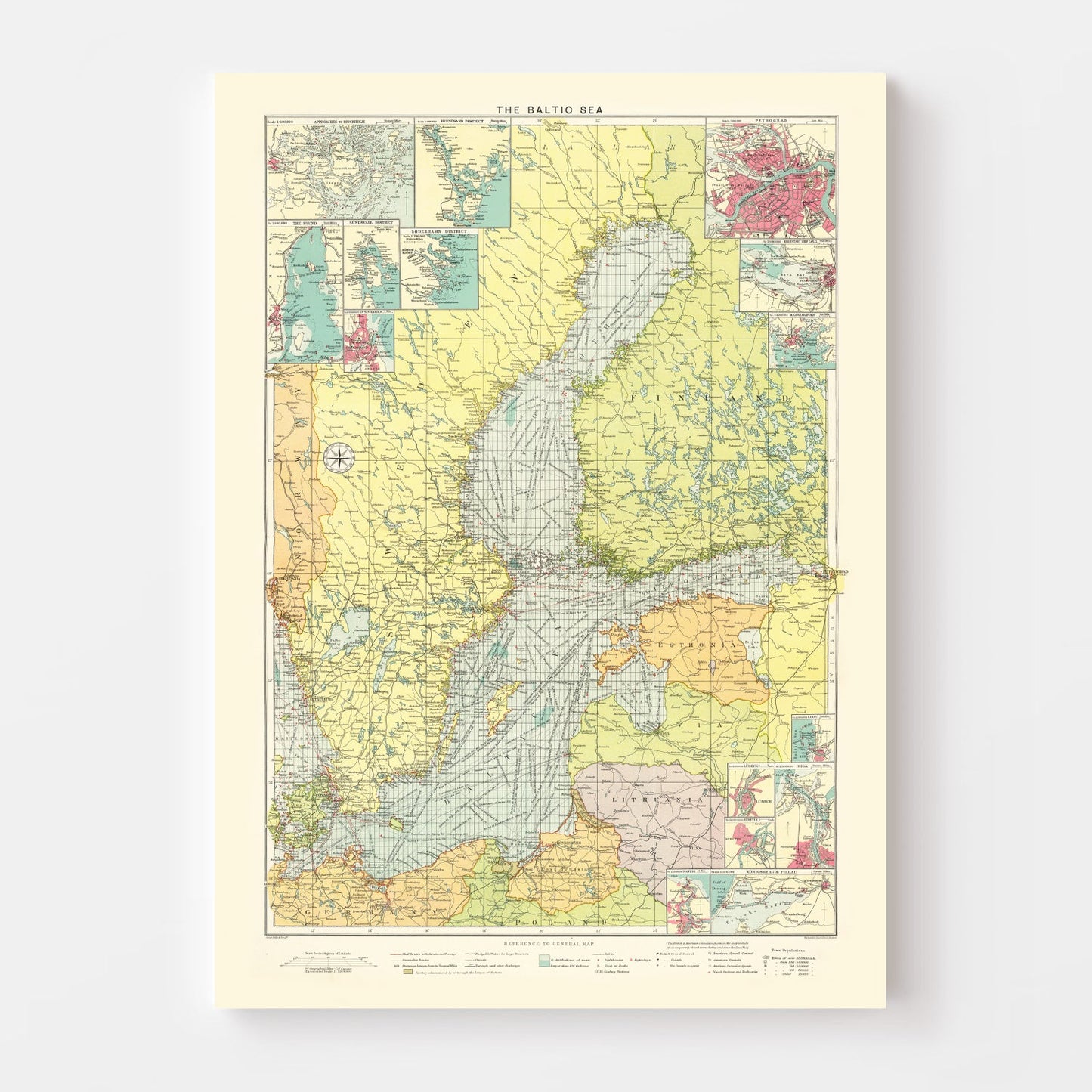 Vintage Map of the Baltic Sea, 1922
