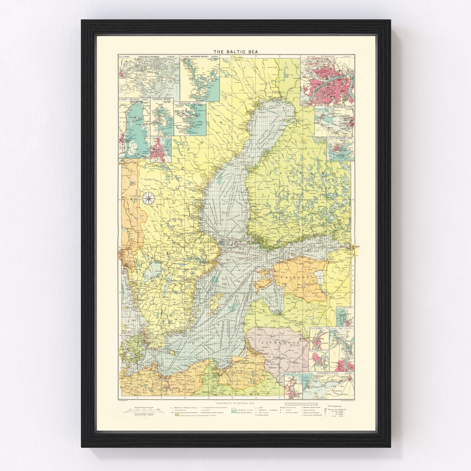 Vintage map of the Baltic Sea, 1922