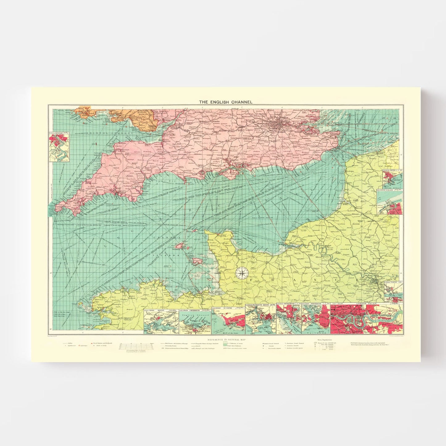 Vintage Map of the English Channel, 1922